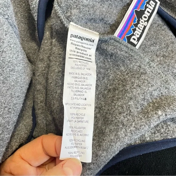 Patagonia Kids Grey Synchilla Pullover Fleece Size M 10Y - Picture 6 of 8